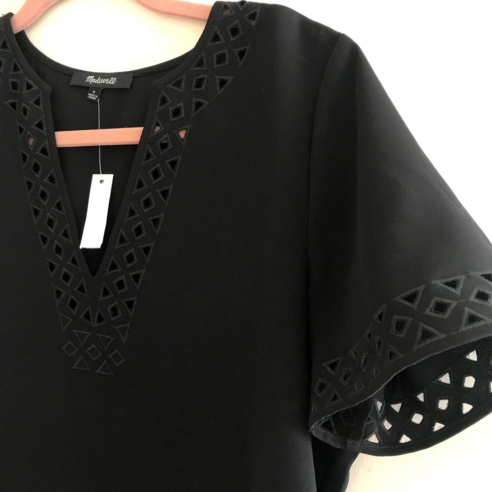 Madewell Black Mini Dress with Geometric Cutouts